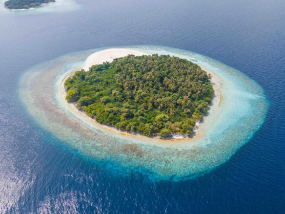 aerial View of Private island Baa Atoll Maldives